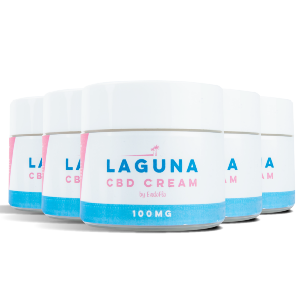CBD Cream 100mg by Laguna for UK Wholesale in 6 Packs, with Lemon, Ginger, Vitamins A & E - on white background