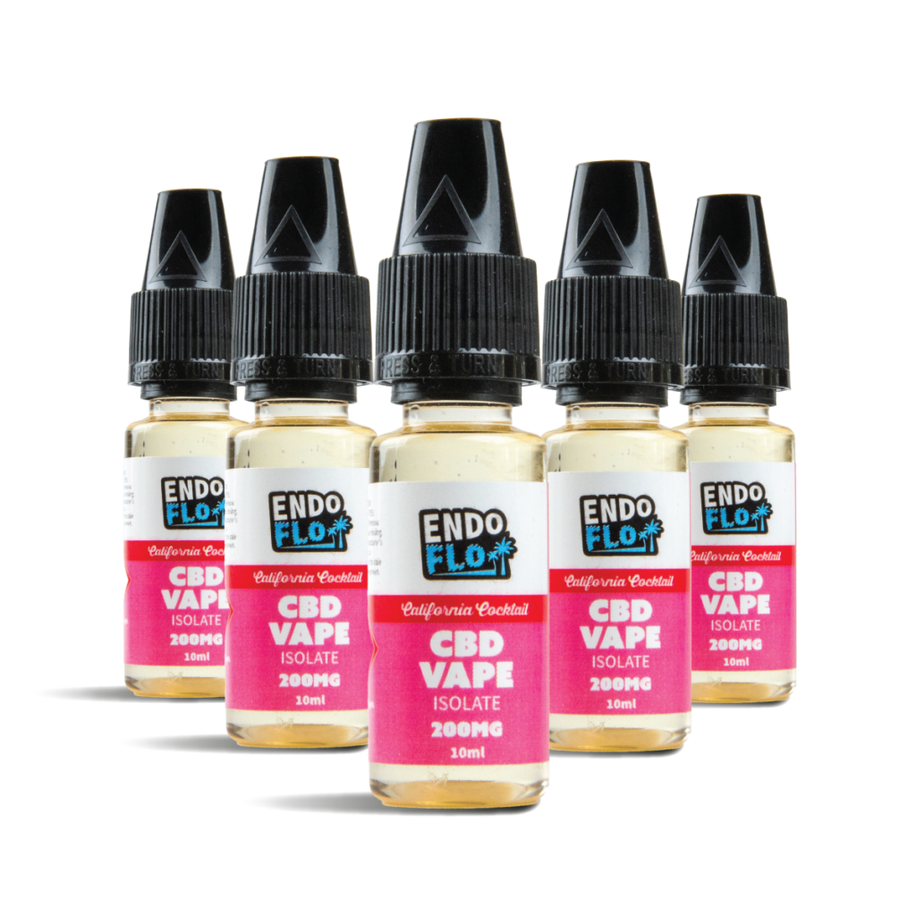 California Cocktail Mixed Fruits CBD Vape Liquid for UK Wholesale in Packs of 5 in the EndoFlo Cali Coast Range